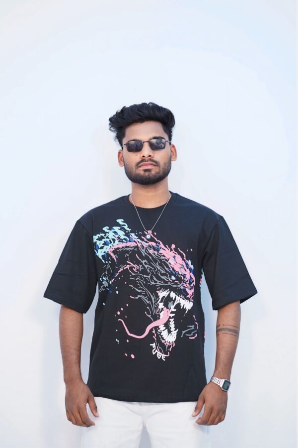 Over size back print T shirts black